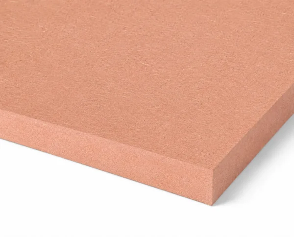 Close-up corner of a Fire Retardant HD MDF Sheet measuring 2440x1220mm with 6mm thickness.