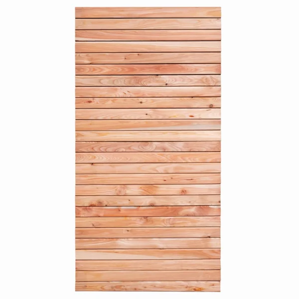 Douglas Fir fence panel in a horizontal slatted profile configuration on a white background.