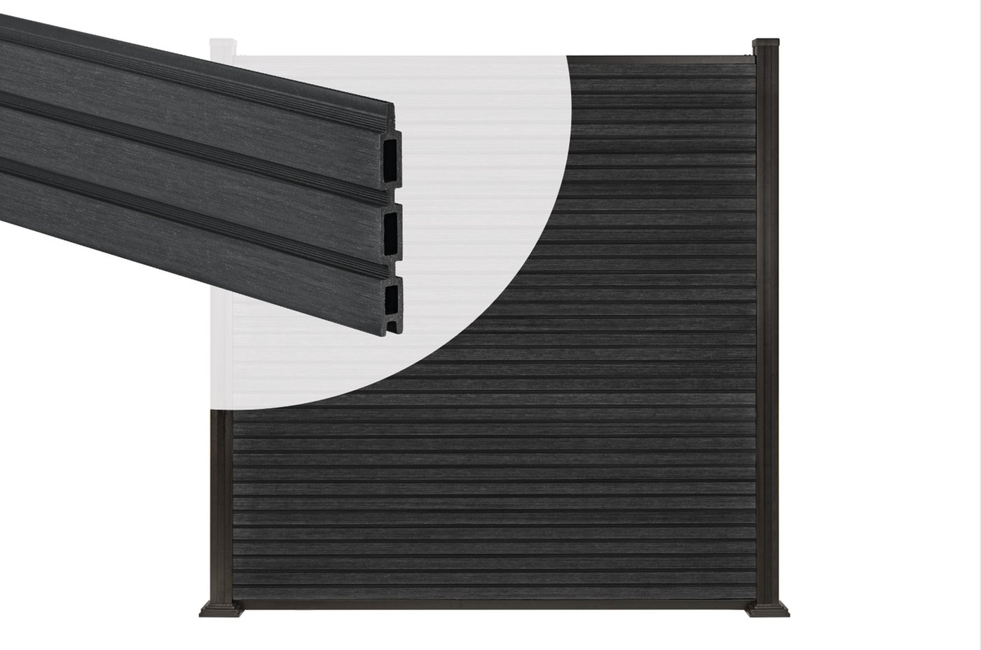 PuraFence™ Royal Slatted Fence Panel Kit – Ebony Black – 1900 mm
