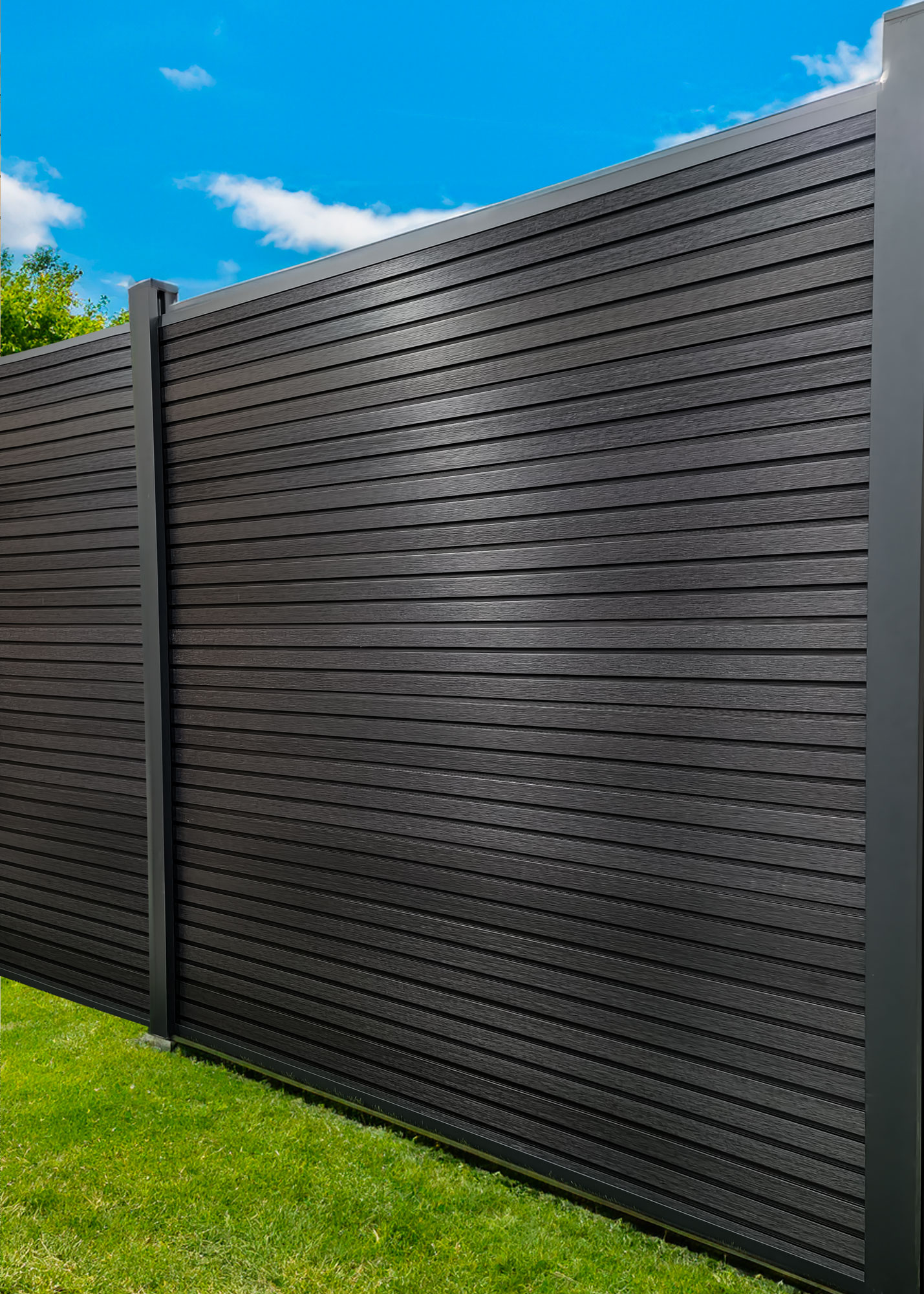 Pura Slatted Composite Fence Panels - Charcoal
