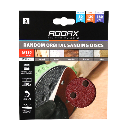 ScrewGrip - Random Orbital Sanding Discs - Mixed - Red 150mm -80/120/180
