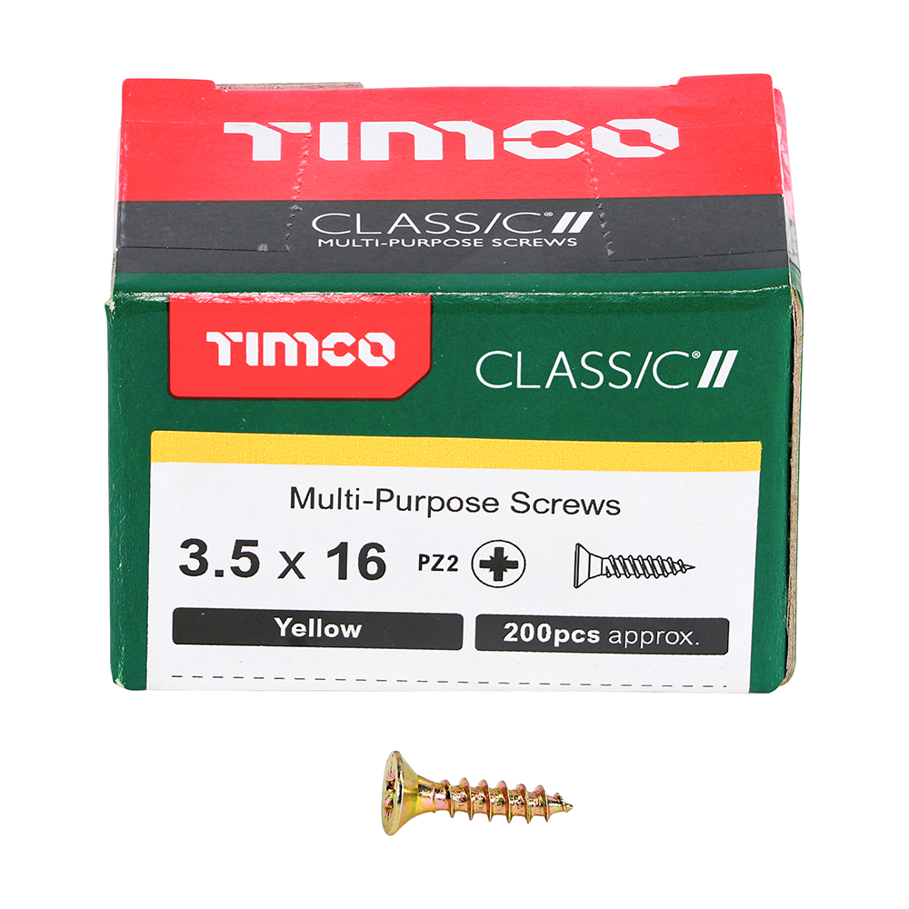 ScrewGrip - Classic Multi-Purpose Screws - PZ - Double Countersunk - Yellow 3.5 x 16
