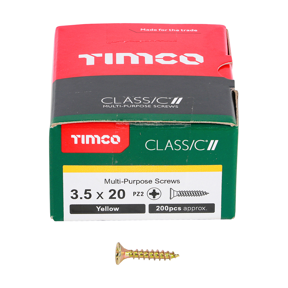 Classic Multi-Purpose Screws - PZ - Double Countersunk - Yellow 3.5 x 20 - 200 pieces - Image 3