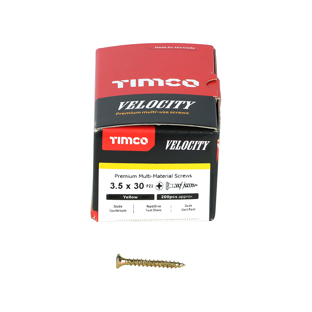 Velocity Premium Multi-Use Screws - PZ - Double Countersunk - Yellow 3.5 x 35 - 200 pieces - Image 3