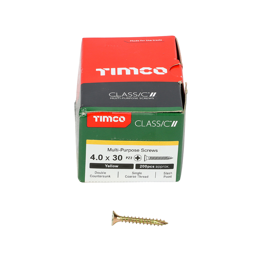 Classic Multi-Purpose Screws - PZ - Double Countersunk - Yellow 4.0 x 30 - 200 pieces