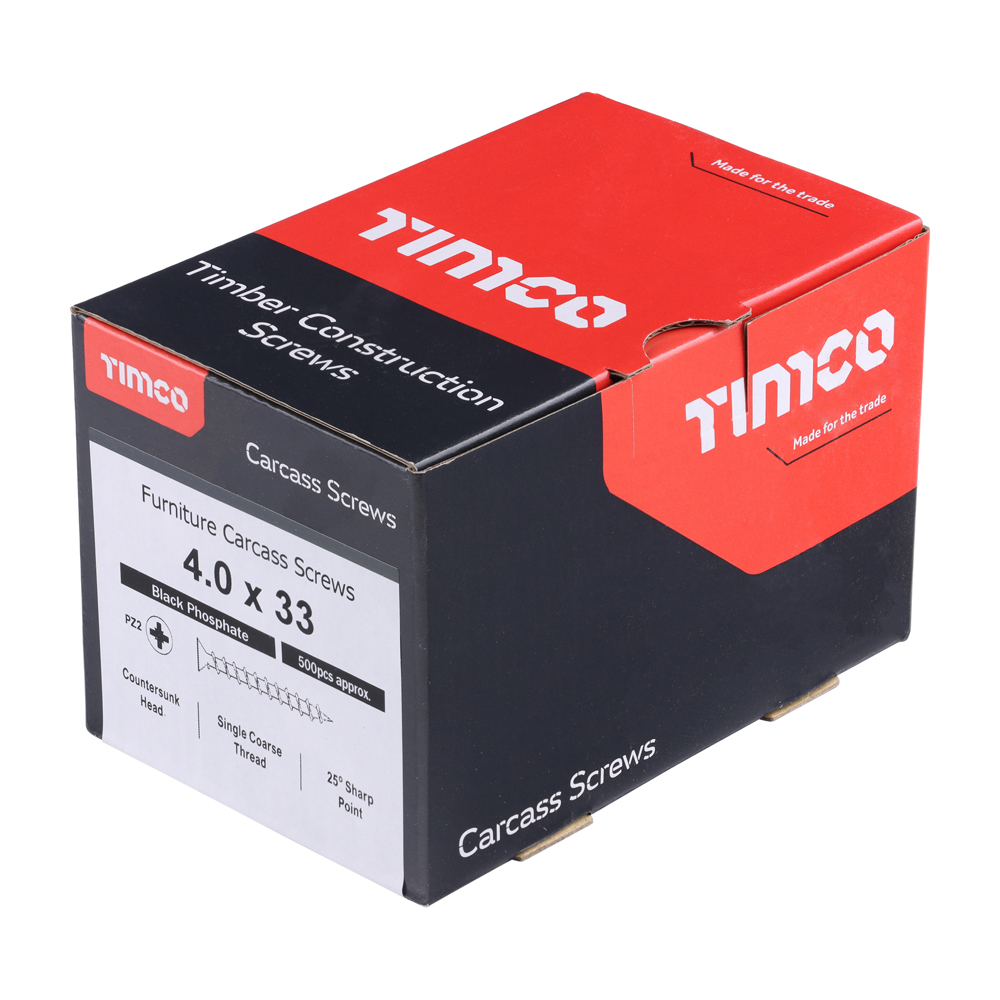 Furniture Carcass Screws - PZ - Black 4.0 x 33