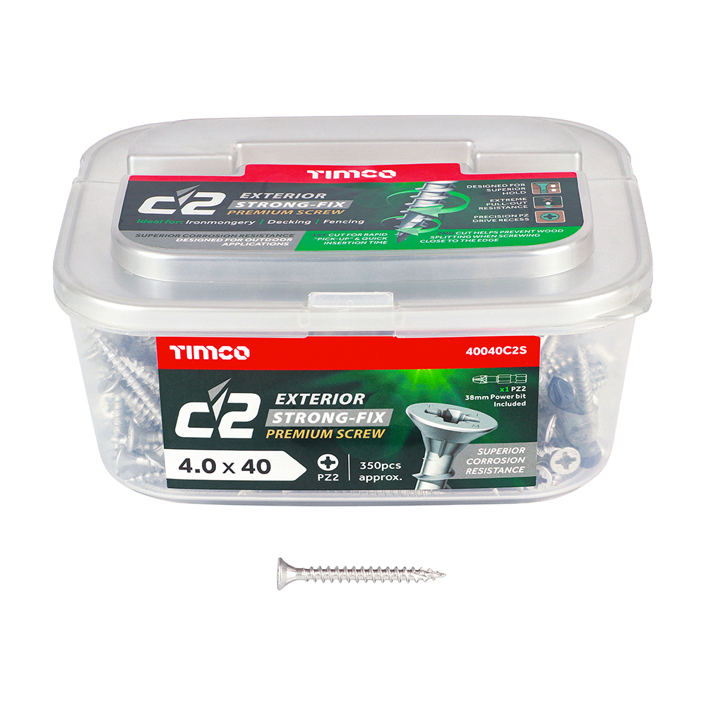 C2 Exterior Strong-Fix - PZ - Double Countersunk with Ribs - Twin-Cut - Silver 4.0 x 40