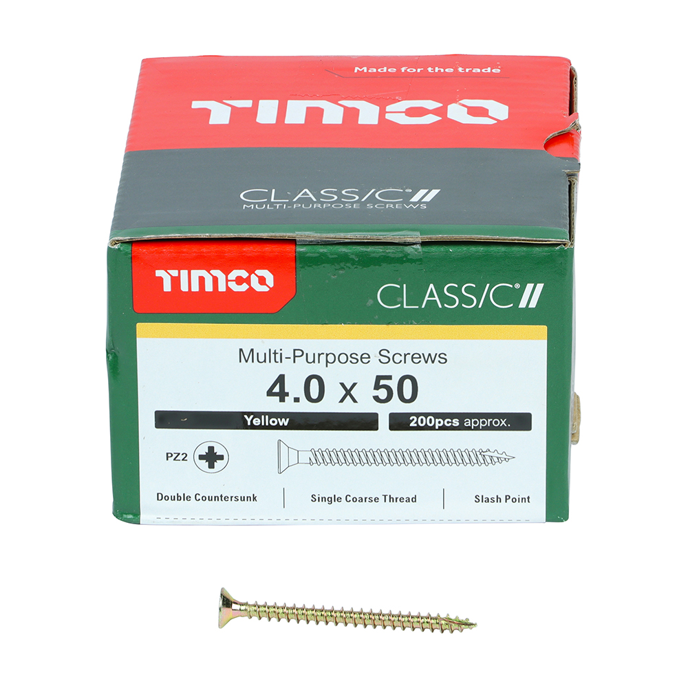 Classic Multi-Purpose Screws - PZ - Double Countersunk - Yellow 4.0 x 50