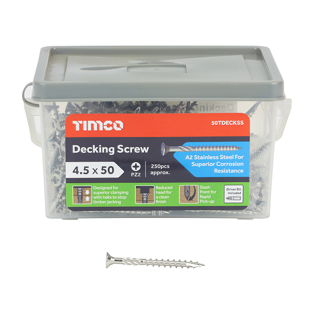 Decking Screws - PZ - Double Countersunk - Stainless Steel 4.5 x 50