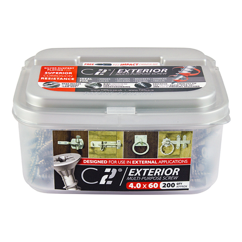 C2 Exterior Strong-Fix - PZ - Double Countersunk with Ribs - Twin-Cut - Silver 6.0 x 50