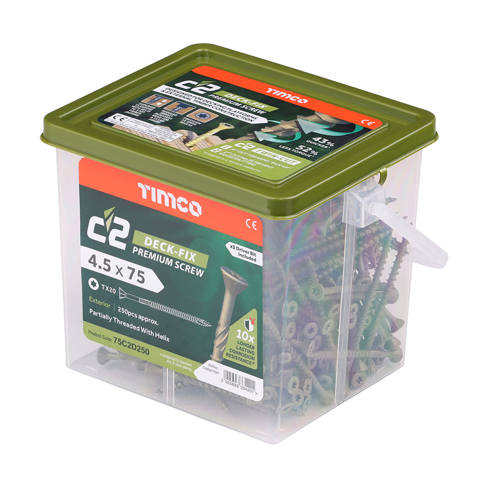 C2 Deck-Fix - TX - Countersunk with Ribs - Twin-Cut - Green 4.5 x 75