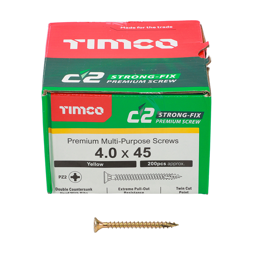 C2 Strong-Fix - PZ - Double Countersunk - Twin-Cut - Yellow 4.0 x 45