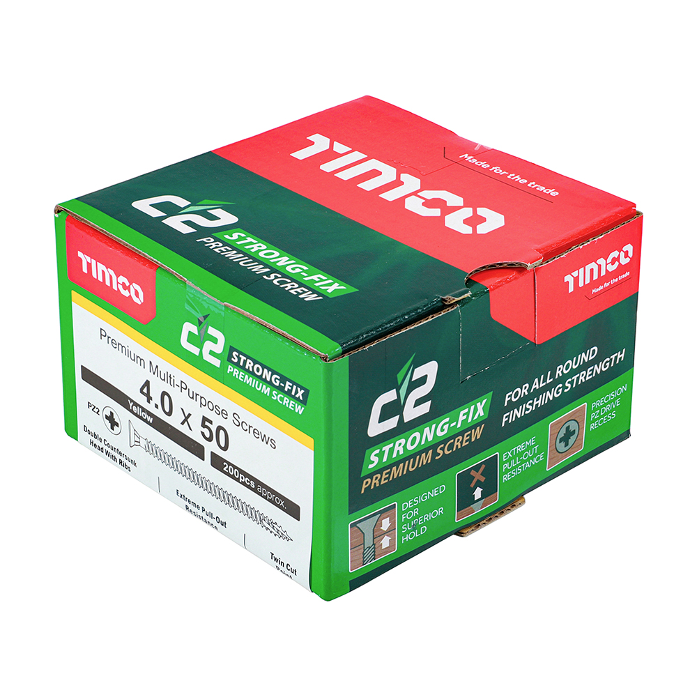 C2 Strong-Fix - PZ - Double Countersunk - Twin-Cut - Yellow 4.0 x 50