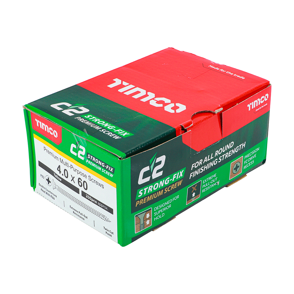 C2 Strong-Fix - PZ - Double Countersunk - Twin-Cut - Yellow 4.0 x 60
