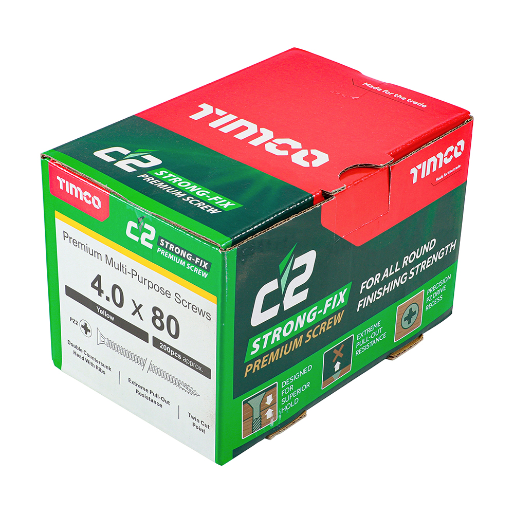 C2 Strong-Fix - PZ - Double Countersunk - Twin-Cut - Yellow 4.0 x 80