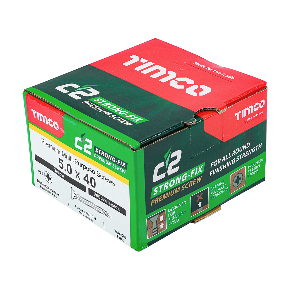 C2 Strong-Fix - PZ - Double Countersunk - Twin-Cut - Yellow 5.0 x 40