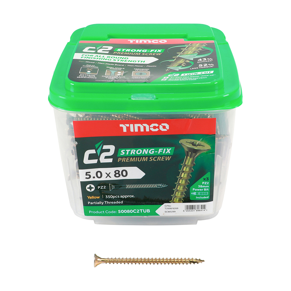 C2 Strong-Fix - PZ - Double Countersunk - Twin-Cut - Yellow 5.0 x 80