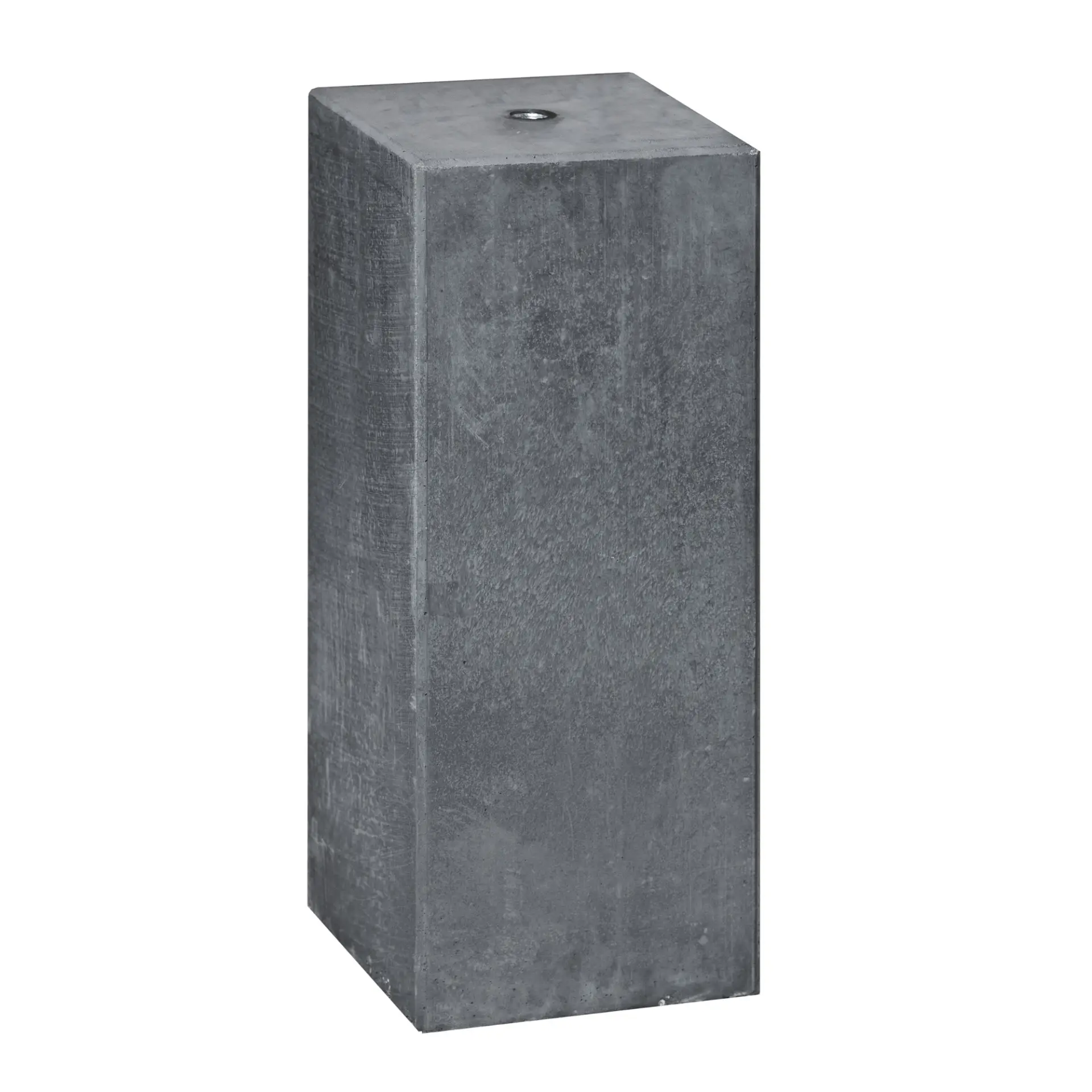 A dark grey screwable concrete post base anchor featuring an M20 internal thread hole on top against a white background.