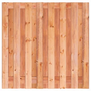 Joyce Fence Panel made of light brown Ecowood timber with a vertical slat design.