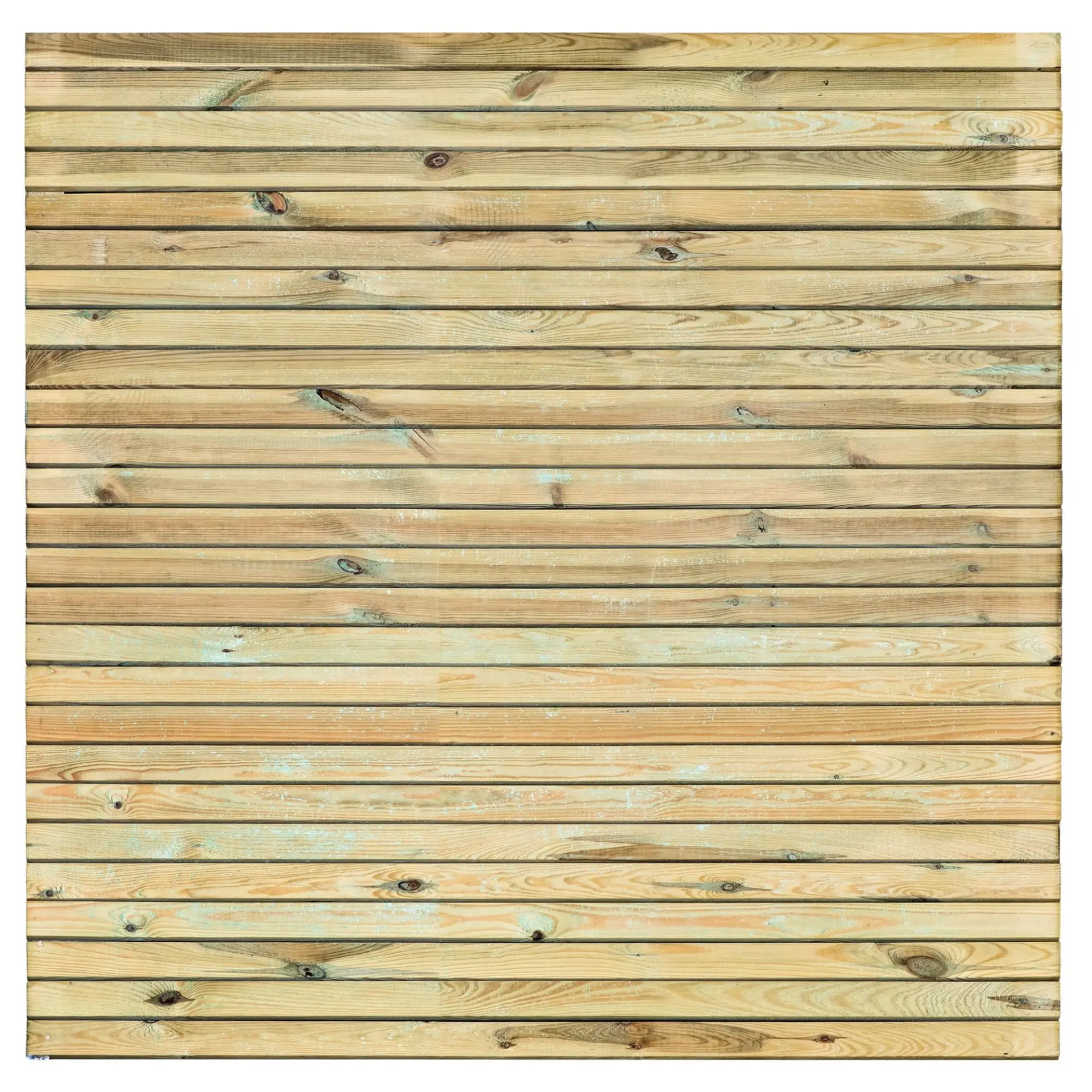 Pine fence panel with a horizontal slatted profile made from natural timber wood.