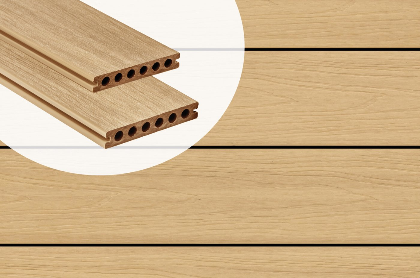 PuraShield™ Round Hole Co-Extruded Composite Decking – Cedar – 3000 mm