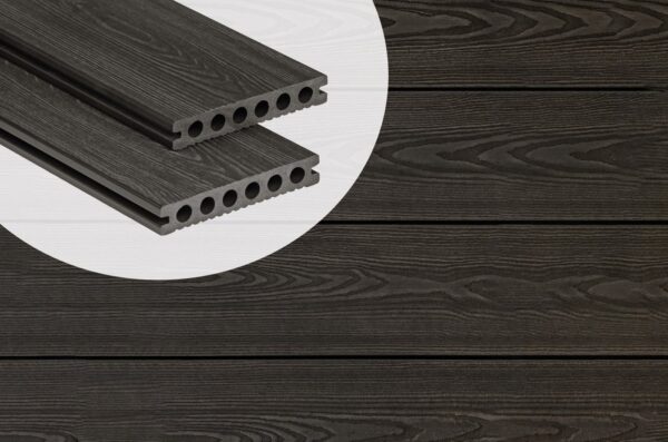 PuraPrime Round Hollow Composite Decking Board - Charcoal