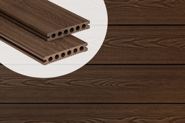 PuraPrime Round Hollow Composite Decking Board - Walnut