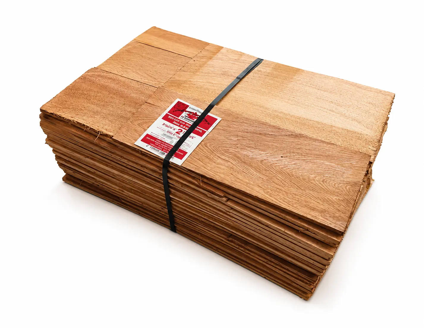 Bound bundle of Western Red Cedar Shingles Red Label No 2 Grade covering 2.32M2.