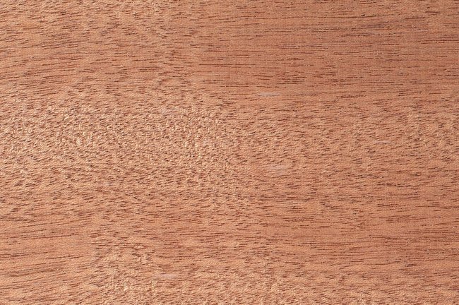 Sapele hardwood grain detail square showing reddish brown colour and ribbon stripe figure