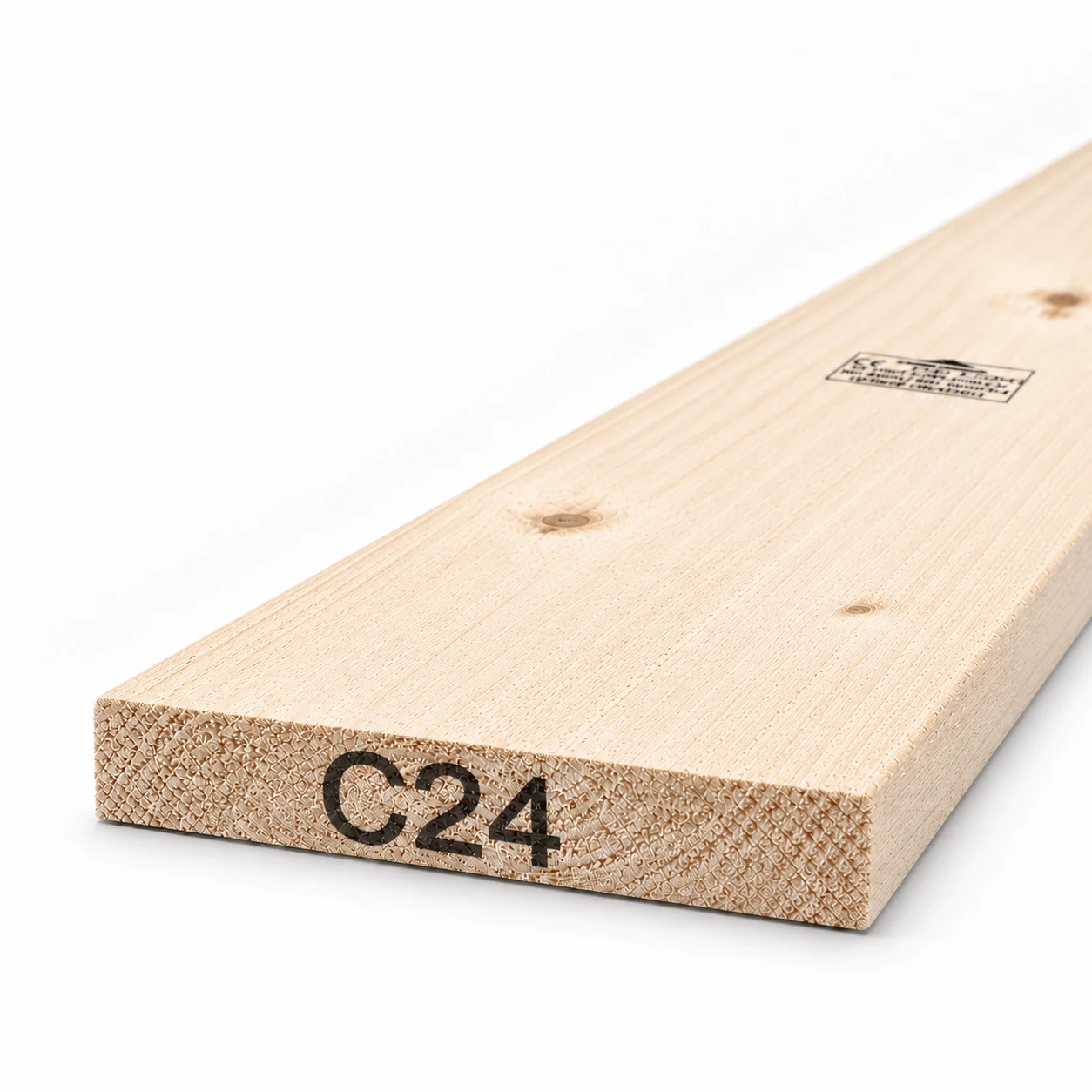 6x1 C24 rough sawn timber board, 150×22 mm, end view showing the C24 strength grade mark