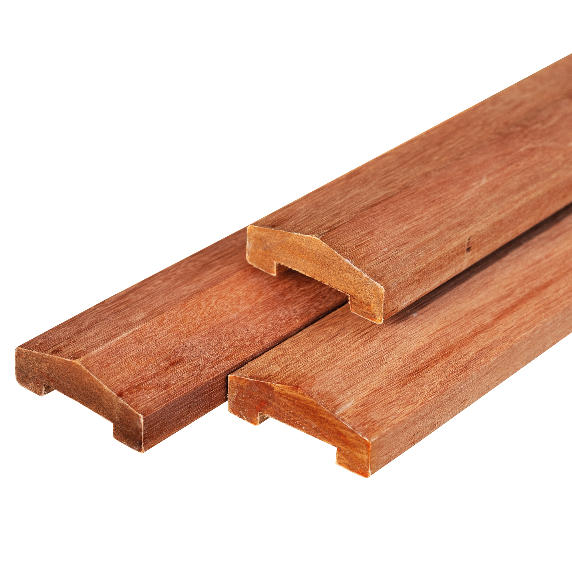 Planed hardwood fence panel capping strip with rebated underside