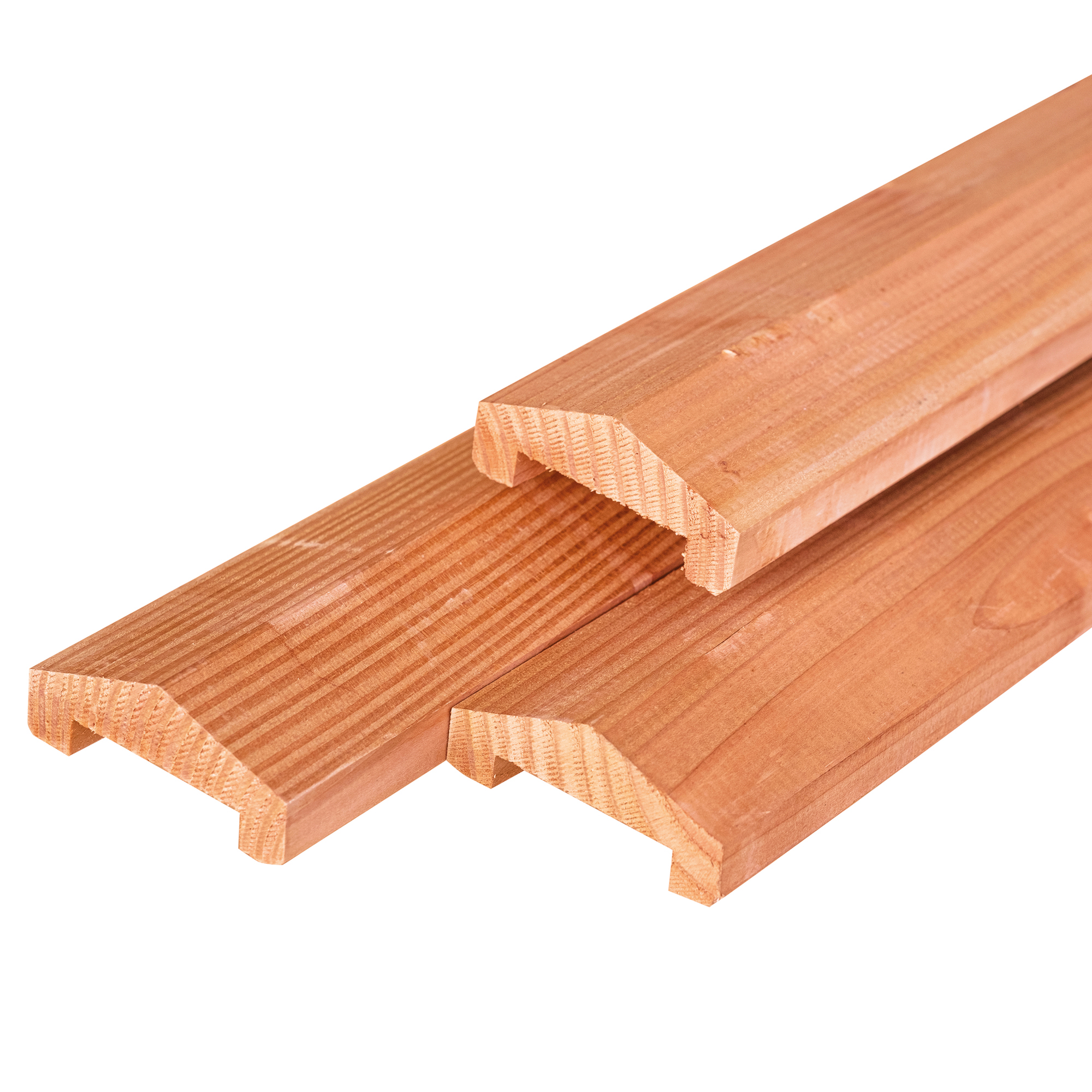 Impregnated spruce fence panel capping strip with pyramid head